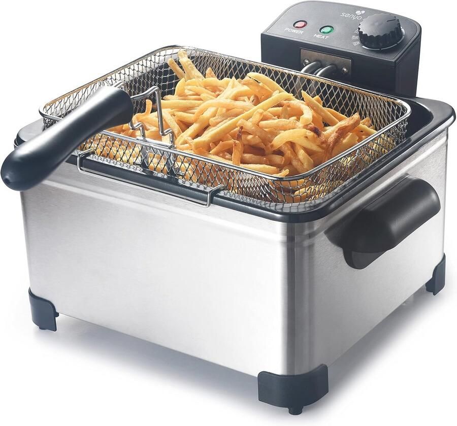 Grote Capaciteit Elektrische Friteuse 5L Afneembare Manden Roestvrij Staal Instelbare Thermostaat