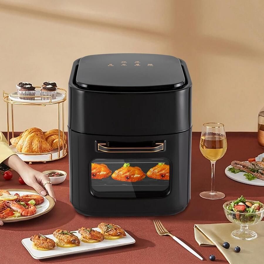 Grote Digitale Airfryer met 15L Inhoud en LED-Touchscreen Frituren Grillen Bakken