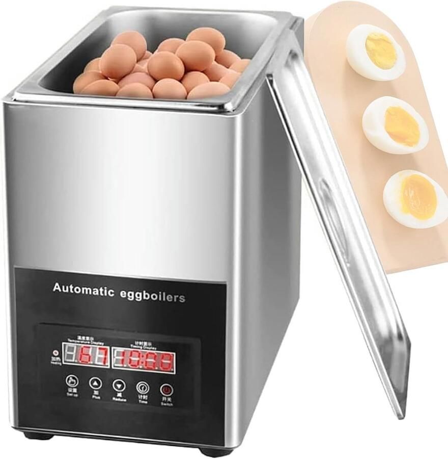Grote Eierkoker Commercieel Keukenapparaat Snel Eieren Koken Digitale Timer 99 Min 9 Liter Capaciteit Zilverkleurig