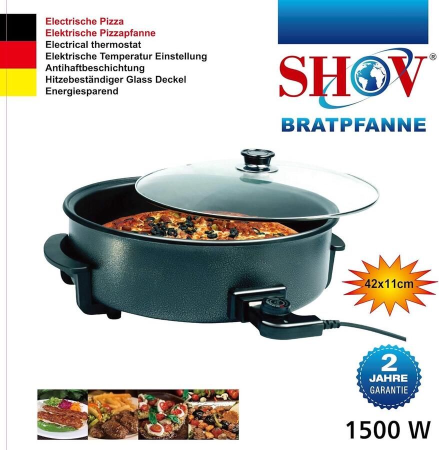 Grote Elektrische Pan XL 42 cm voor Pizza Paella en Feestjes