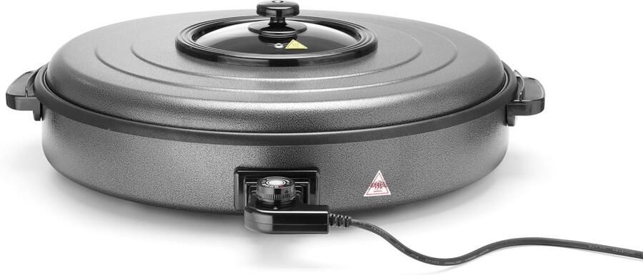 Grote elektrische partypan met anti-aanbaklaag en deksel voor bakken en warmhouden