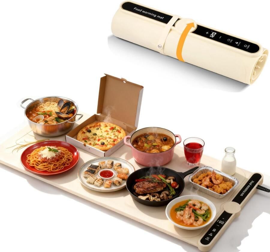 Elektrische warmhoudplaat Voedselwarmer buffet Buffetten warm houden 9 temperatuurinstellingen 81 x 38 cm Zwart