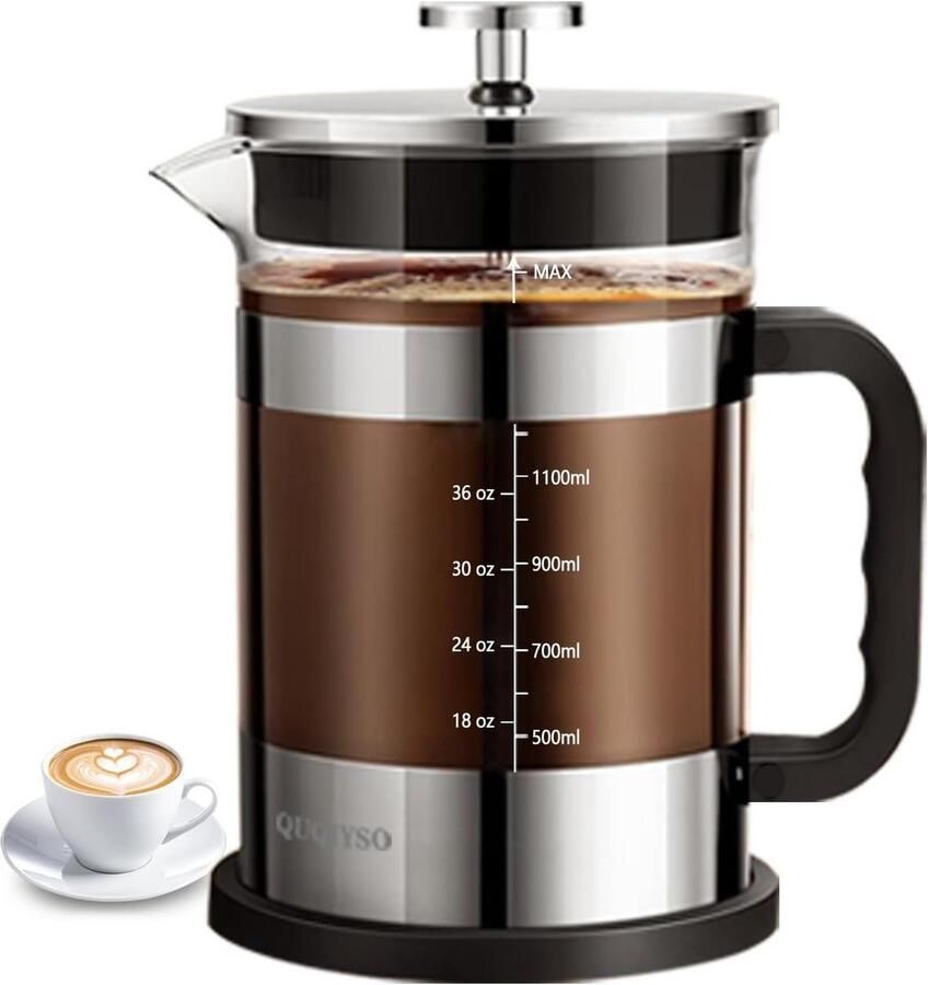 Grote French Press Koffiezetapparaat RVS met 4 Filters