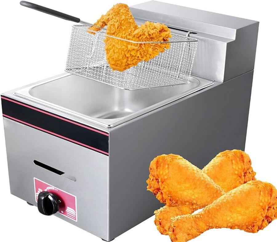 Grote Frituurpan Professionele Fritteuse Thuis Frituren Instelbare Temperatuur 10L Roestvrij Staal Zilver