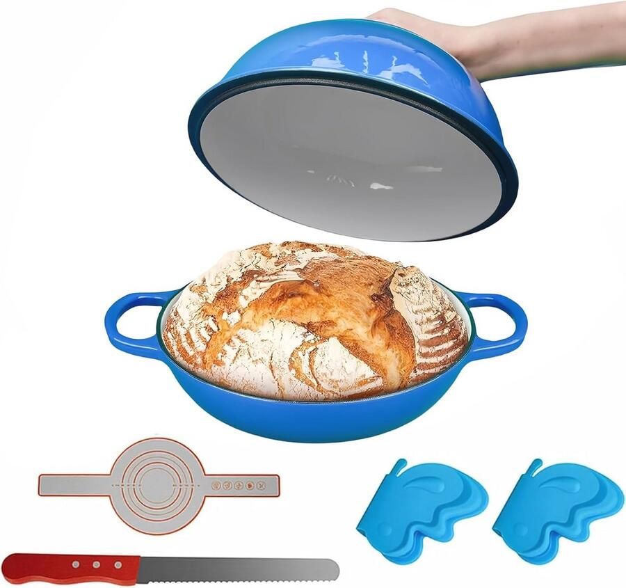 Grote Gietijzeren Broodoven met Cloche Deksel 5QT voor Zuurdesem Bakken