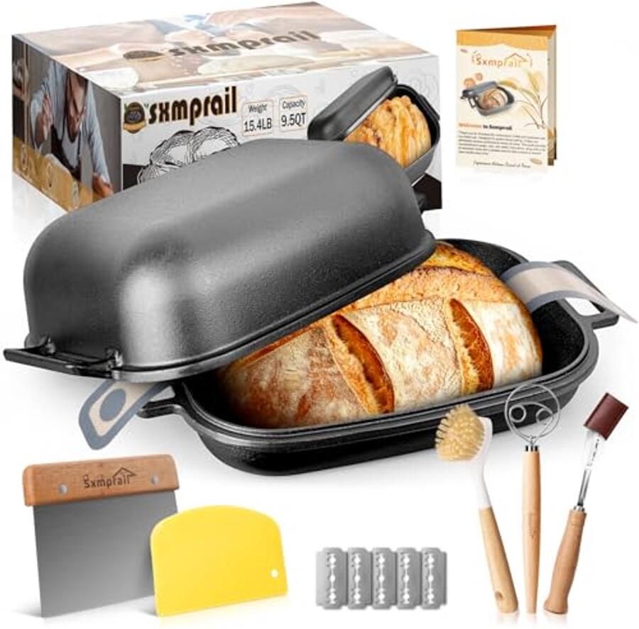 Grote Gietijzeren Broodpan Met Deksel 9.5QT Voor Perfect Zuurdesembrood Bakken