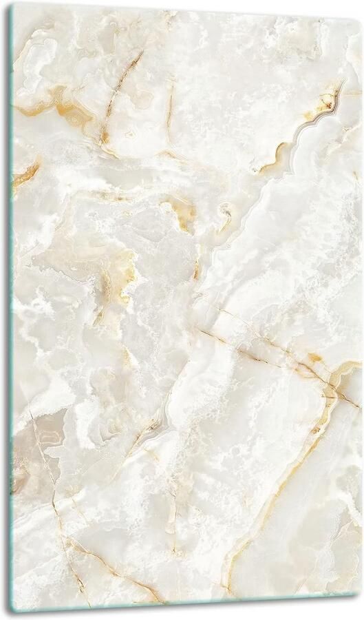 Grote Glazen Afdekplaat Kookplaat Hittebestendig en Decoratief Marble Design (30x52 cm)