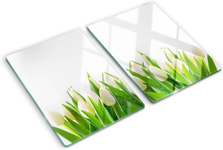 Grote Glazen Snijplank en Hittebestendige Kookplaat Afdekking (2x40x52cm) Antislip