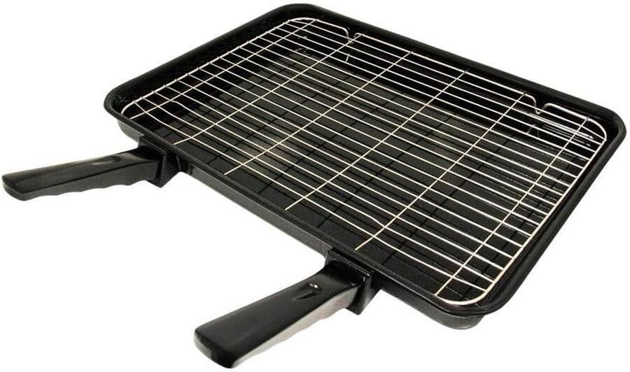 Grote Grillpan Bakplaat Oven Gerechten Bereiden Glasachtige Emaille Coating 41.5 x 30 cm Zwart