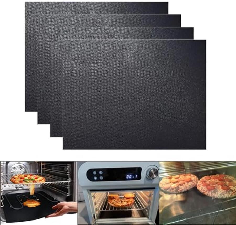 Grote herbruikbare bakfolie en grillmat set van 4 40 x 50 cm antiaanbaklaag voor oven en grill