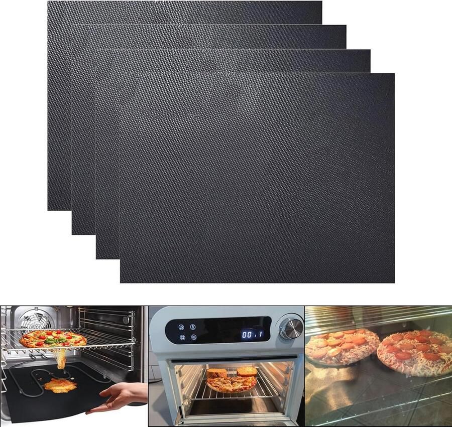 Grote herbruikbare bakfolie en grillmat set van 4 40 x 50 cm antiaanbaklaag voor oven en grill