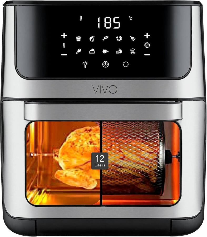 Grote Heteluchtfriteuse 12L met 4-in-1 Functies en Touch Display