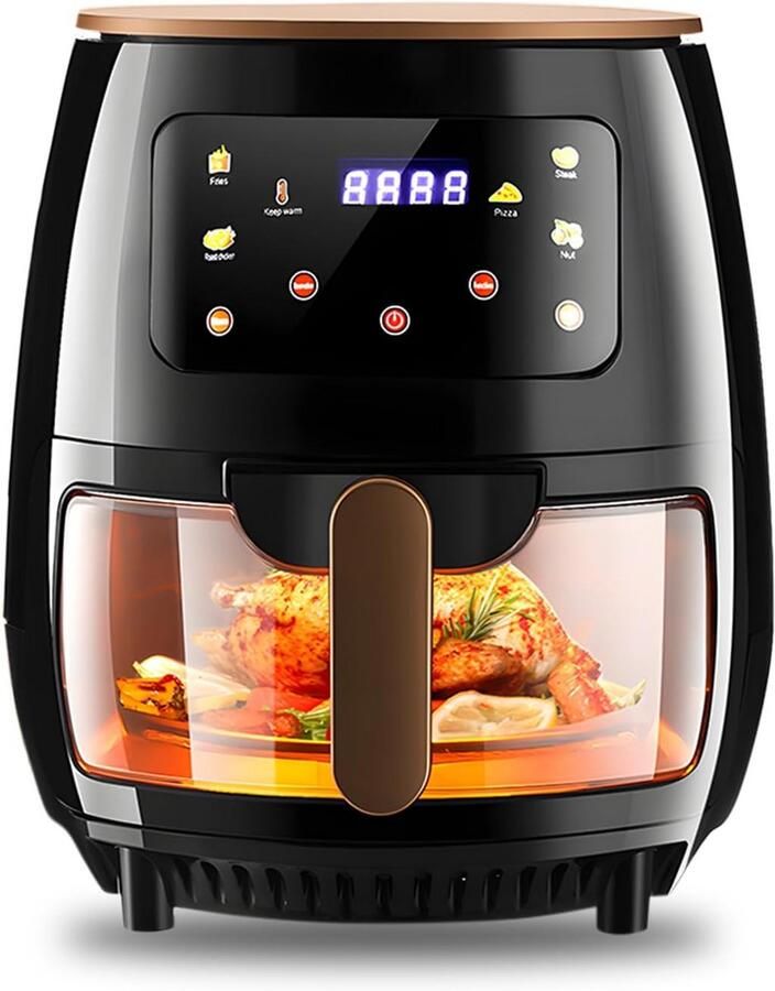 Grote Heteluchtfriteuse 6L met Glazen Kijkvenster en Touchscreen Gezond Frituren zonder Olie