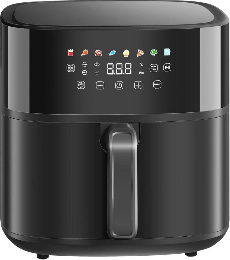 Grote heteluchtfriteuse 8L met 8 programma's en 1700W Gezond Frituren