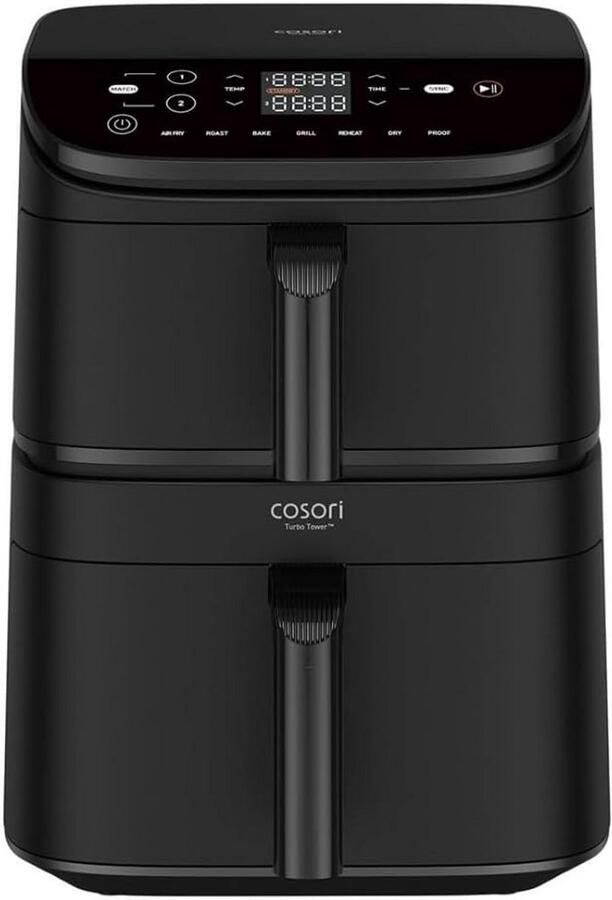 Grote heteluchtfriteuse met dubbele mand en veel functies