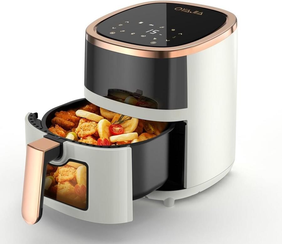 Grote heteluchtfriteuse met kijkvenster en 8 kookprogramma's