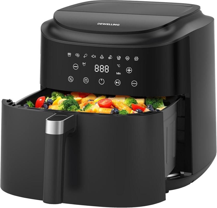 Grote heteluchtfriteuse XXL 9 liter met 9 programma's en LED-display