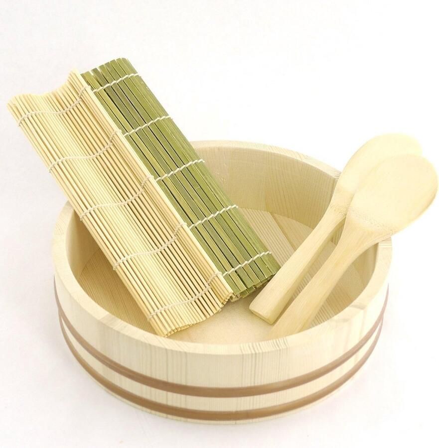 Grote Houten Sushi Bak (Hangiri) voor Perfecte Sushirijst 13 Inch