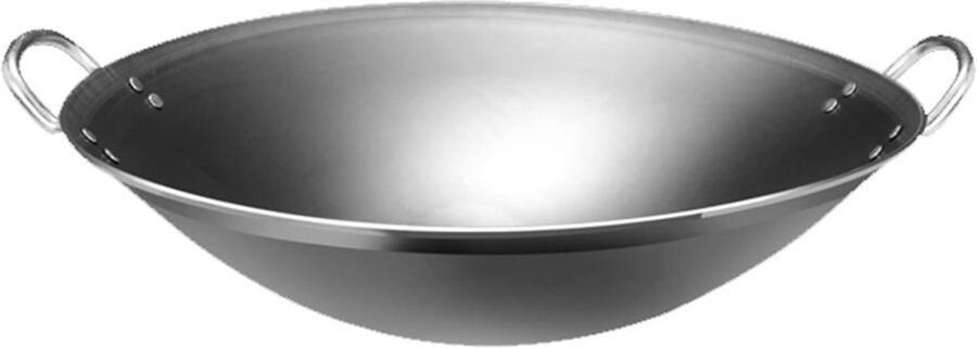 Grote ijzeren wok Professionele pan Buiten koken Dubbele oor handgrepen 40 x 40 x 12 cm