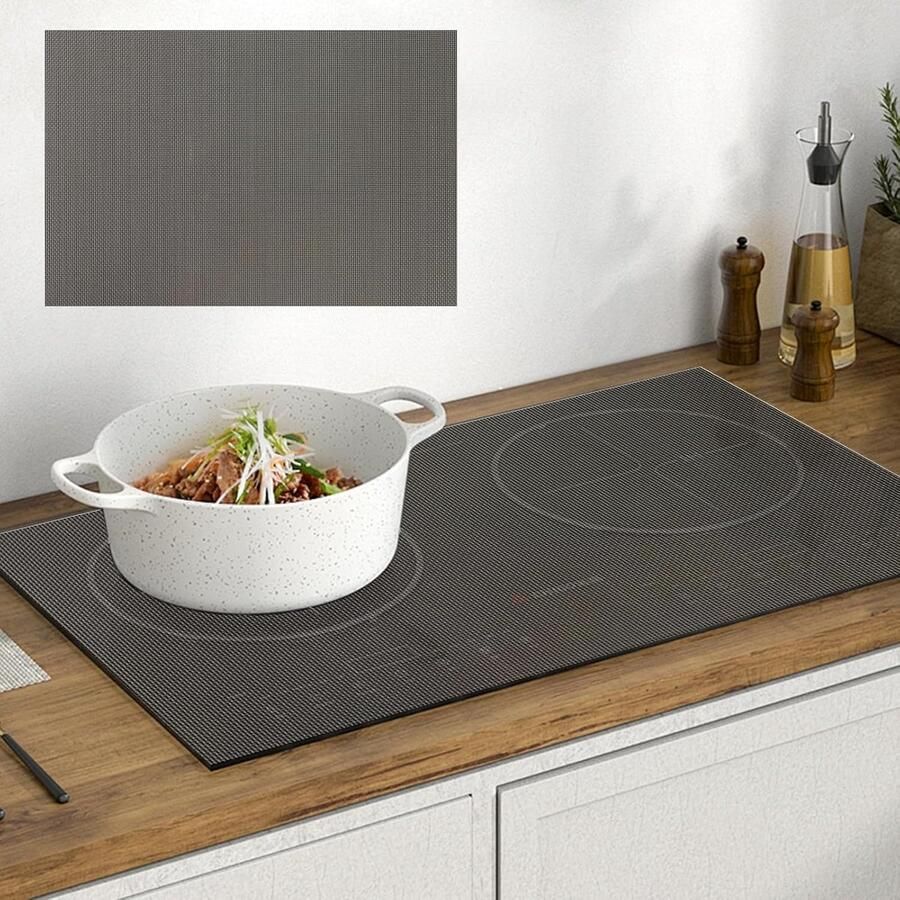 Grote Inductiekookplaat Beschermmat van Silicone 52 x 80 cm Hittebestendig en Antislip Grijs