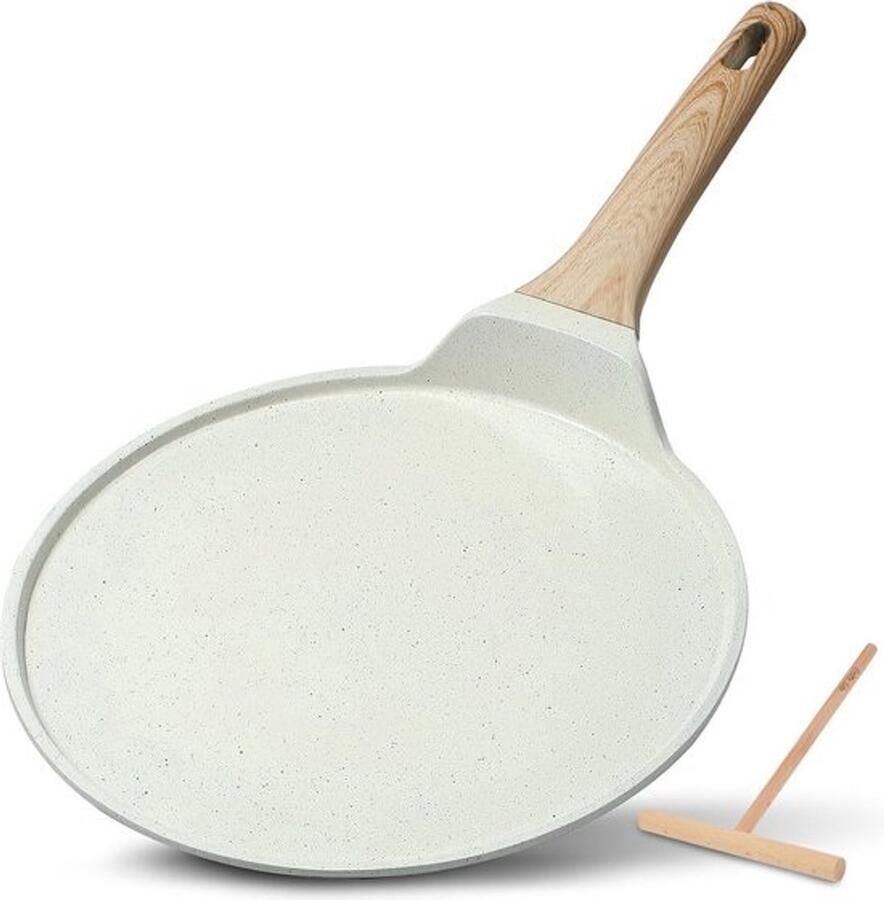 Grote Keramische Crêpe Pan 28 cm met Spatel Professioneel Antiaanbak Tafel voor Pannenkoeken en Tortillas
