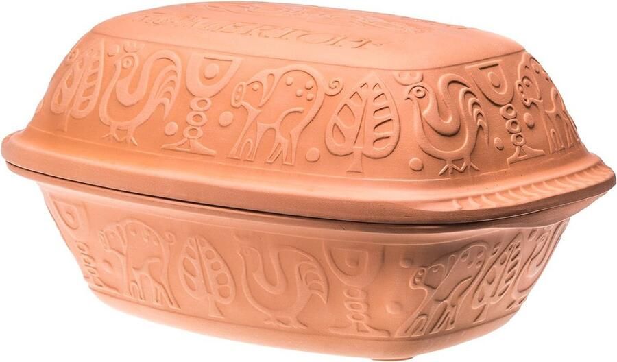 Grote keramische stoompan voor 6 personen 4 liter braadpan uit natuurlijke klei