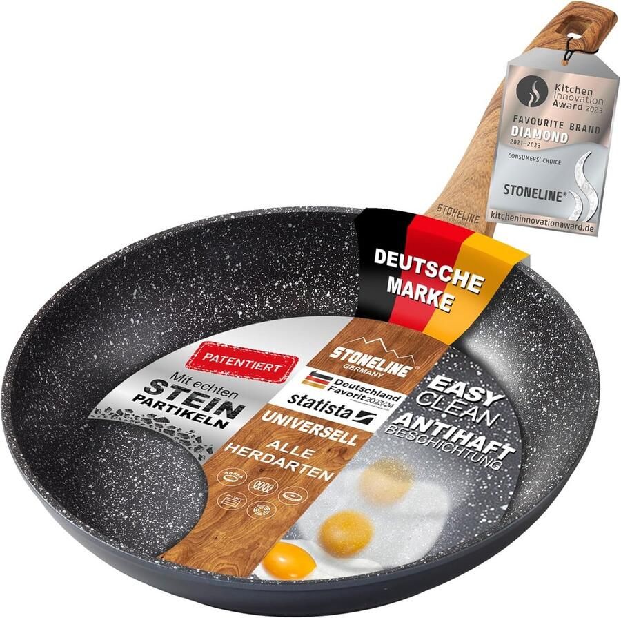 Grote Koekenpan 28 cm Inclusief Inductie Bodem Koekenpan met Houtlook Handvat