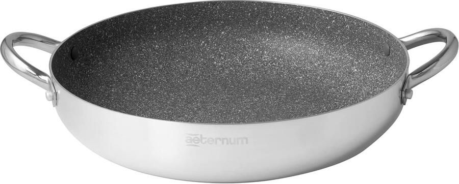 Grote Koekenpan Familie Pan Veel Porties Minerale Deeltjes Diameter 40cm Zilver
