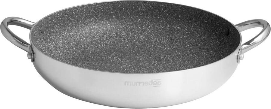 Grote Koekenpan Familiepan Deluxe Grote Porties Petravera Plus Antiaanbaklaag Diameter 40cm Zilver