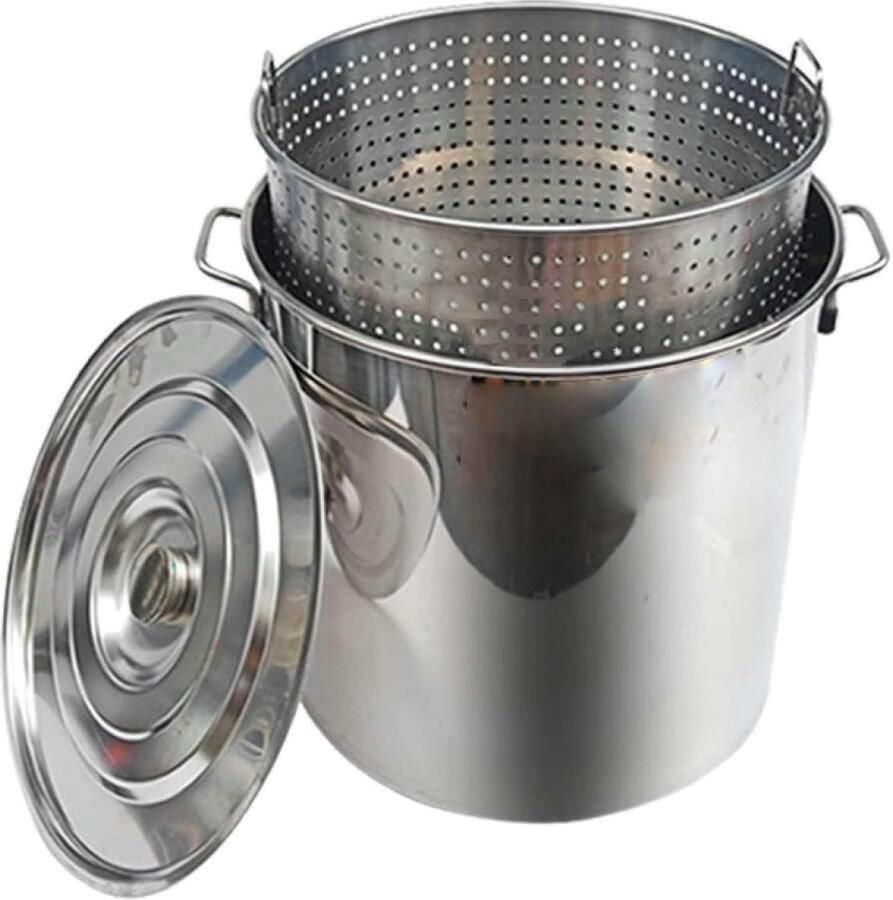 Grote Kookpan Soeppan met mand Grote maaltijden bereiden Geschikt voor alle fornuizen 50 Liter Zilver
