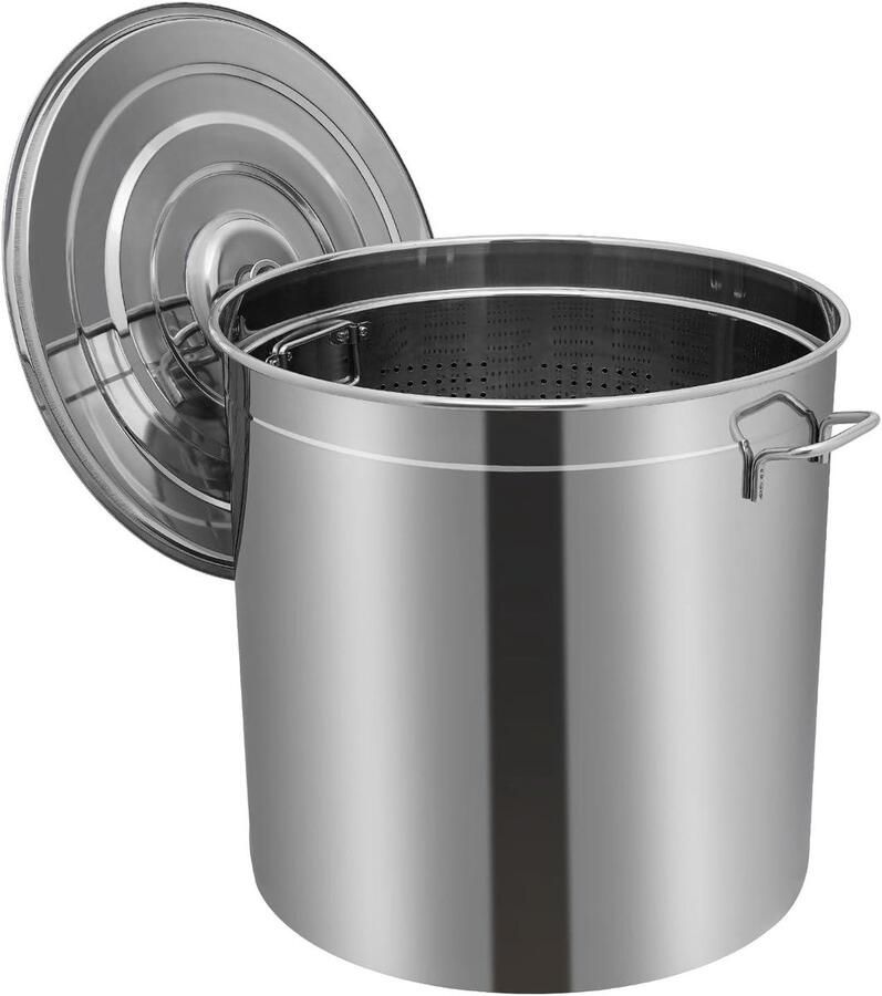Grote kookpan Soeppan met mand Grote maaltijden bereiden Roestvrij staal 50 liter Zilver