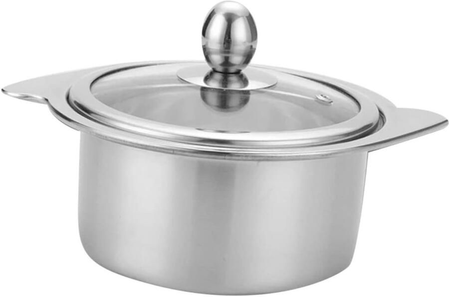 Grote Kookpot Elektrische Stoofpot Hete Pot Koken Roestvrij Staal Inductie 18 Cm Diameter Zilver