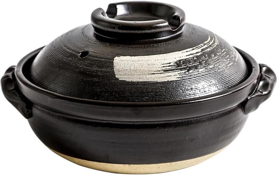 Grote Kookpot Keramische Braadpan Langzaam Koken Dubbele Handgrepen 2800ml Aardewerk