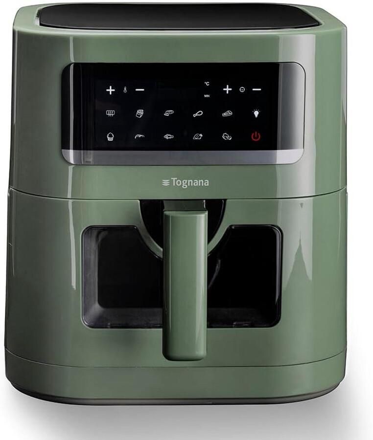 Grote Luchtfriteuse 7 Liter met Digitaal Display en Anti-aanbakrooster Saliegroen