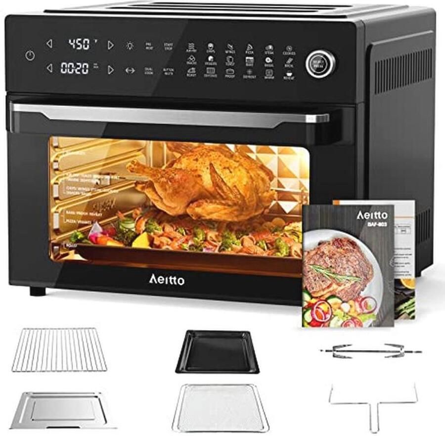 Grote Luchtfriteuse Oven 32 L 19-in-1 Digitale Friteuse met Rotisserie en Droogapparaat
