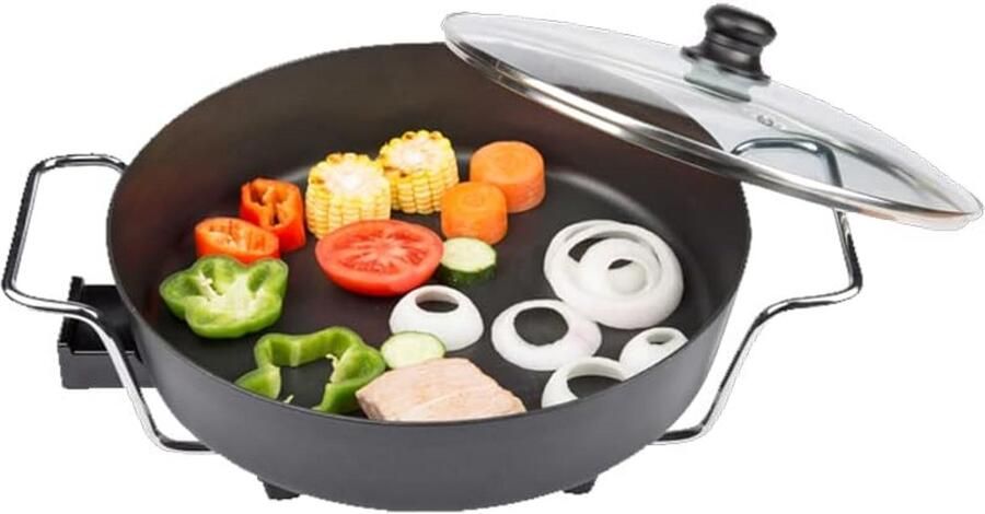 Grote Multifunctionele Pan Elektrisch met Warmhoudfunctie Zwart