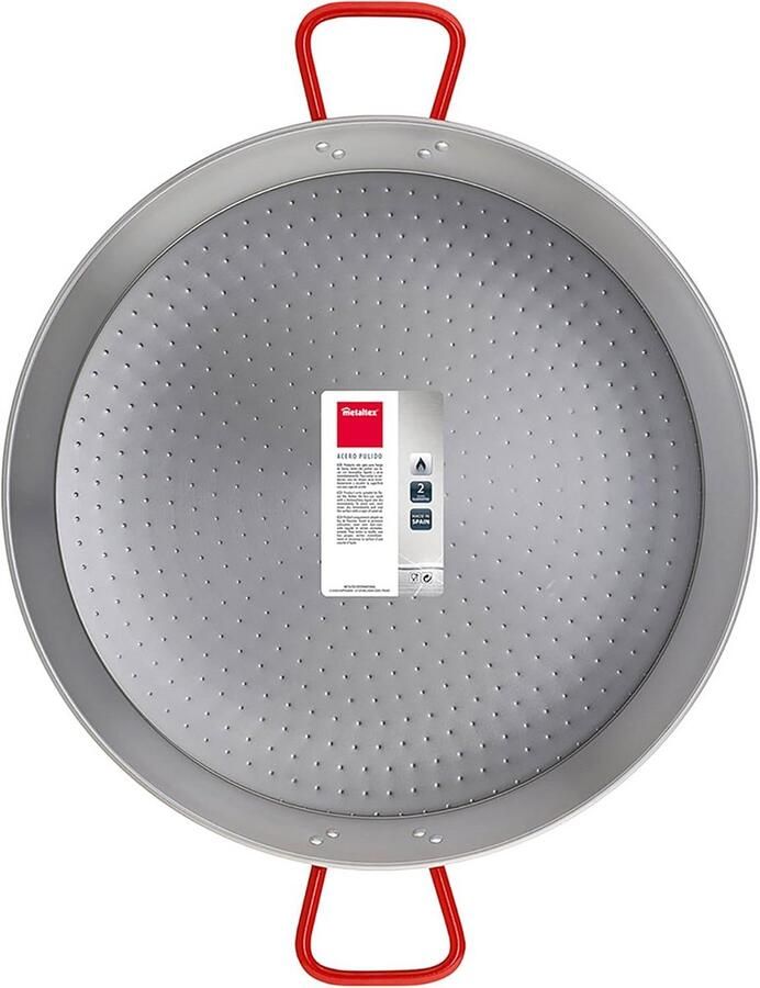 Grote Paella Pan van Gepolijst Staal Traditioneel Spaans Kookgerei 65 cm