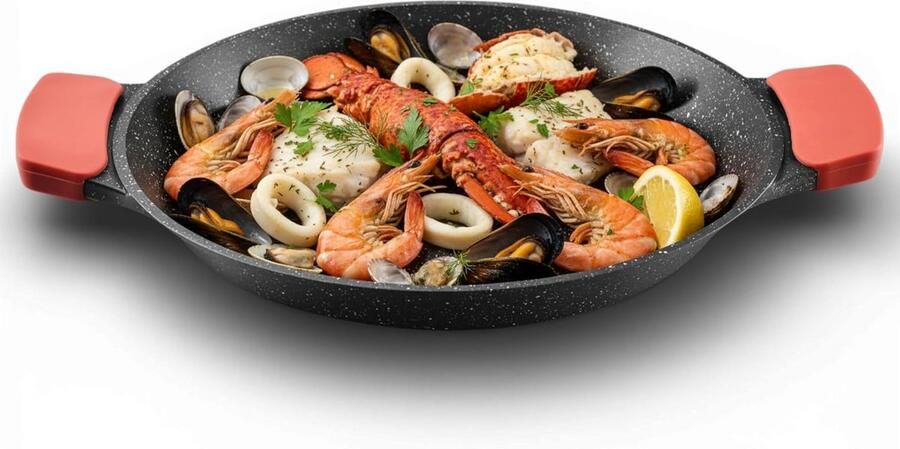 Grote Paellapan 36 cm met Antiaanbaklaag voor Inductie