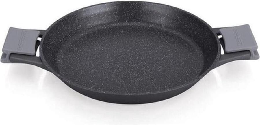Grote paellapan 40 cm van gegoten aluminium met antiaanbaklaag en siliconen handgrepen