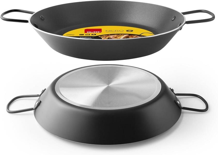 Grote Paellapan 38 cm met Antiaanbaklaag Capaciteit 8 Personen