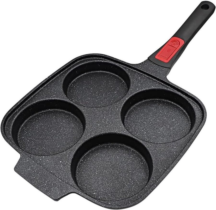 Grote Pannenkoekenpan Zwart 26 x 24 cm Afneembare Handgreep Voor het Bakken van Pannenkoeken