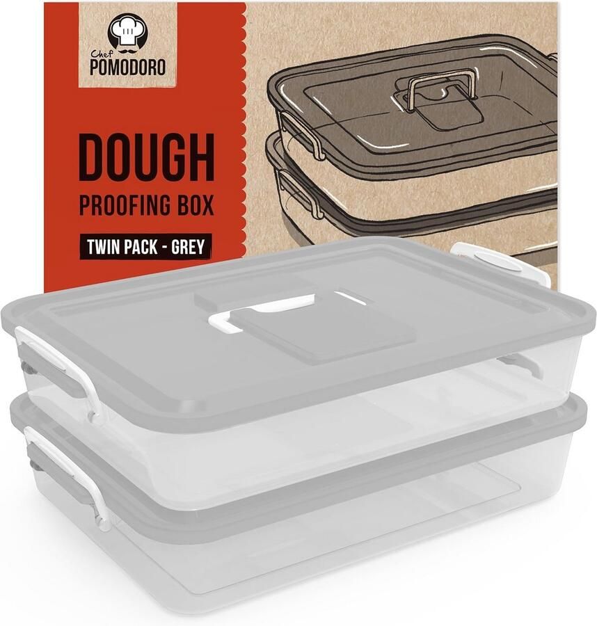 Grote Pizzadeeg Bak Set voor Rijzen in de Koelkast met Handvat