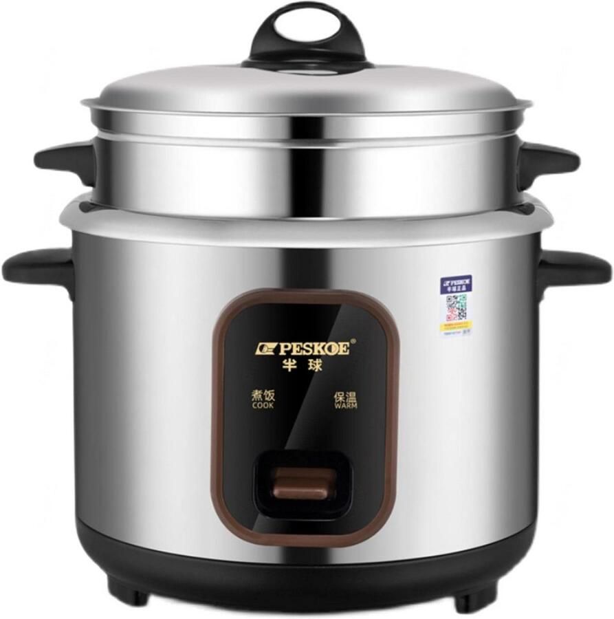 Grote Rijstkoker met Roestvrijstalen Binnenpan en Stoomfunctie