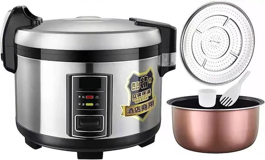 Grote Rijstkoker Slowcooker Stoompan Grootkeuken Horeca Dikke Antiaanbaklaag 10-25 Liter Zwart