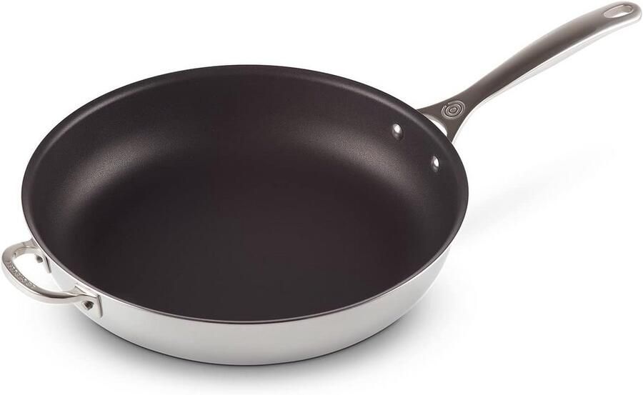 Grote RVS Koekenpan met Antiaanbaklaag en Extra Handvat 32 cm