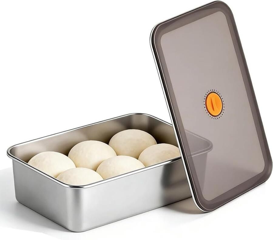 Grote RVS Pizza Fermentatiebox met Deksel Vochtbestendige Opbergdoos voor Deeg Fruit en Salade