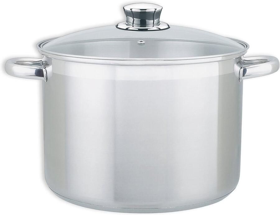 Grote RVS Steelpan 26 cm Geschikt voor Inductie Inclusief Glazen Deksel