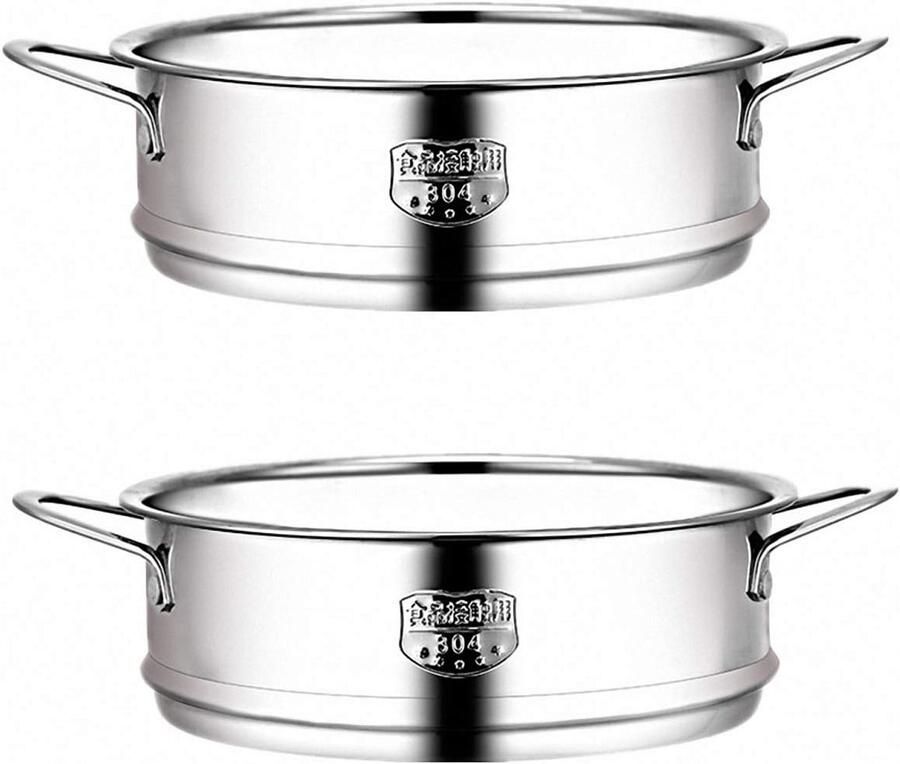 Grote RVS Stoompan 2 Lagen Duurzaam & Gezond Koken voor Groenten Vis en Dim Sum