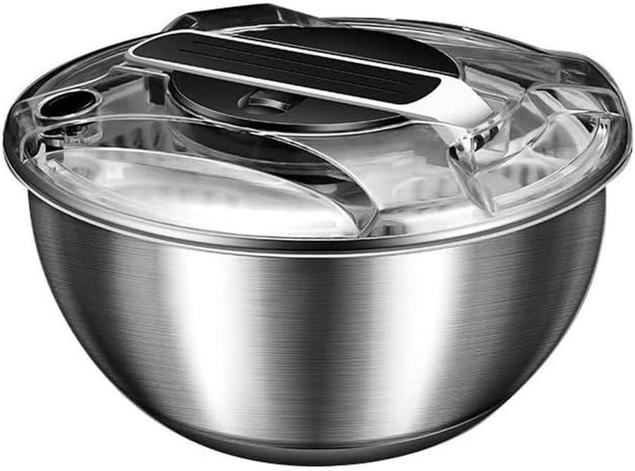 Grote Saladocentrifuge RVS met Deksel en Zeef 4 5L