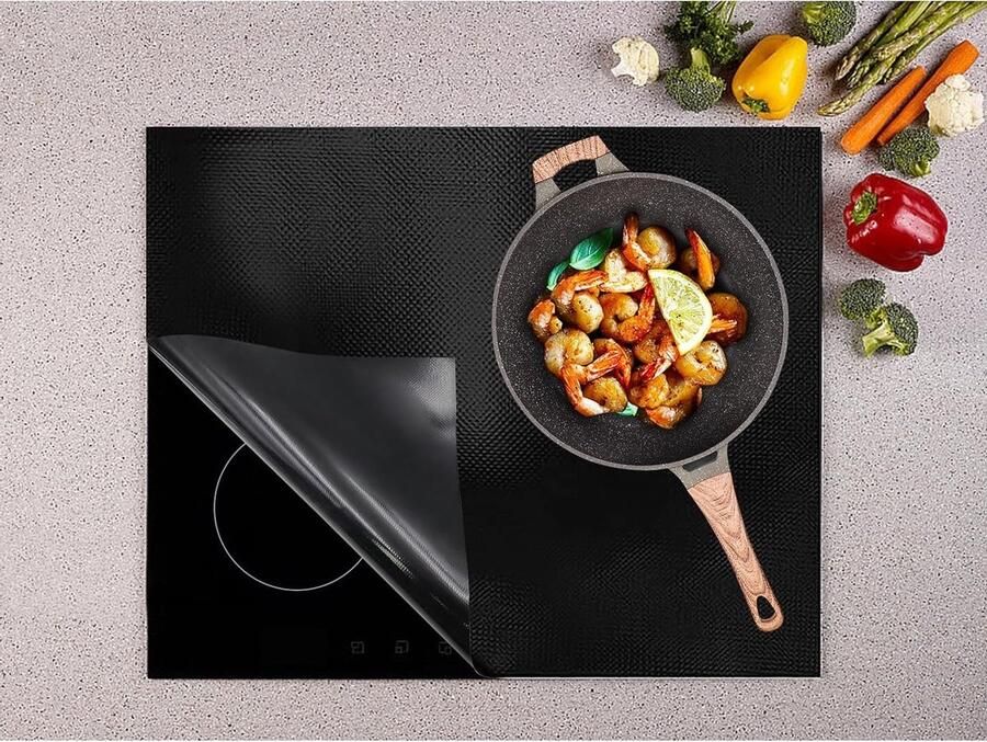 Grote siliconen beschermmat voor inductiekookplaat 52 x 61 cm hittebestendig en antislip ideaal voor kookplaatbescherming